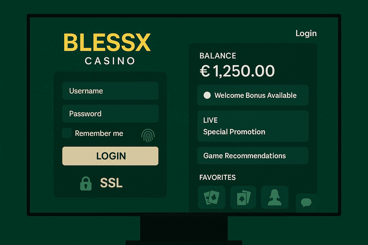 Login no Cassino BLESSX
